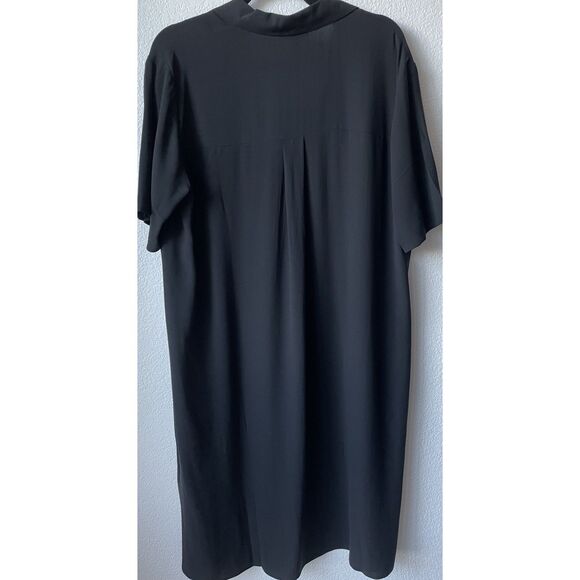 NEW Eileen Fisher Silk Georgette Crepe Notch Collar Dress in Black Size Medium - Picture 8 of 8